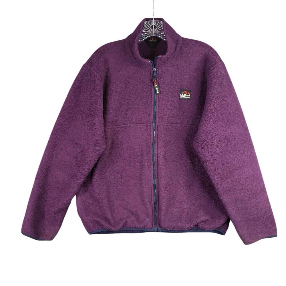 LL Bean Vtg Fleece Jacket Women’s Small S Full Zip Long Sleeve Purple
